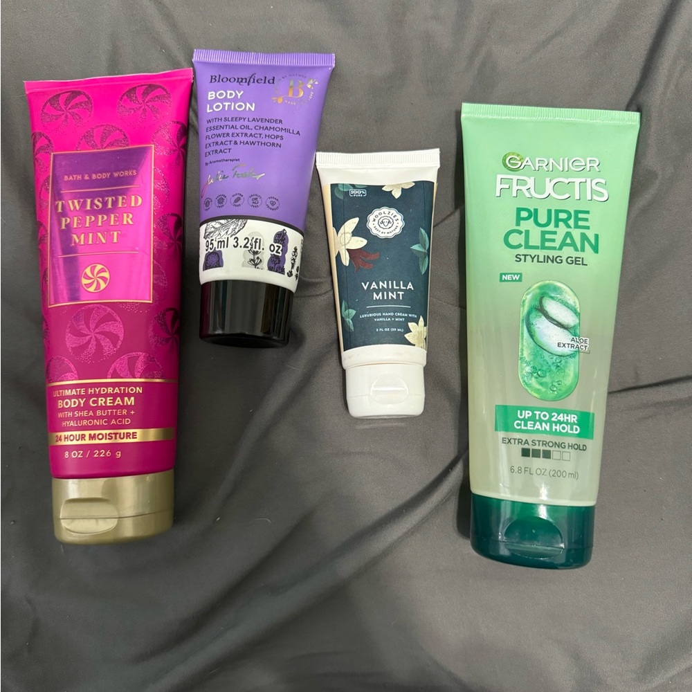 body lotion and hair gel